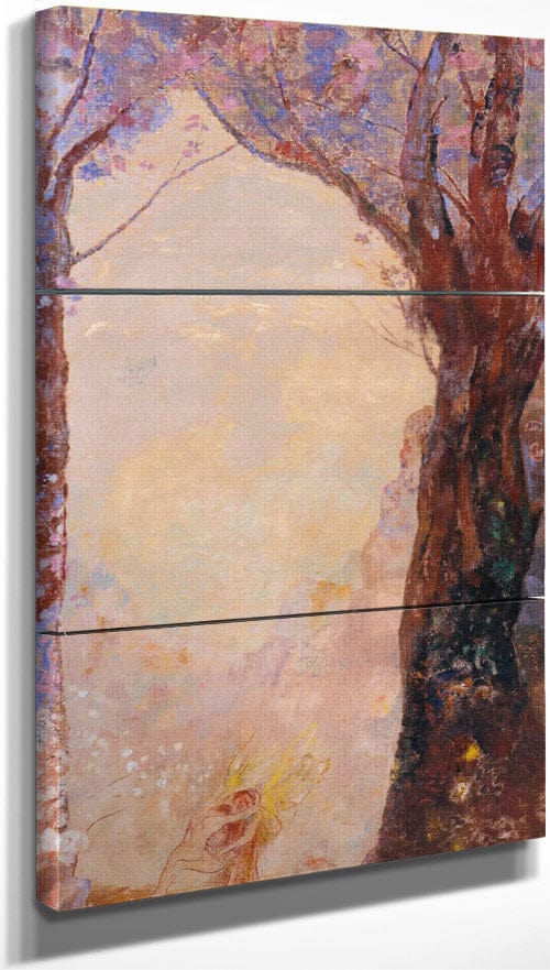 18" x 36" / Split Canvas Jacob Wrestling With The Angel By Odilon Redon Fine Art Print