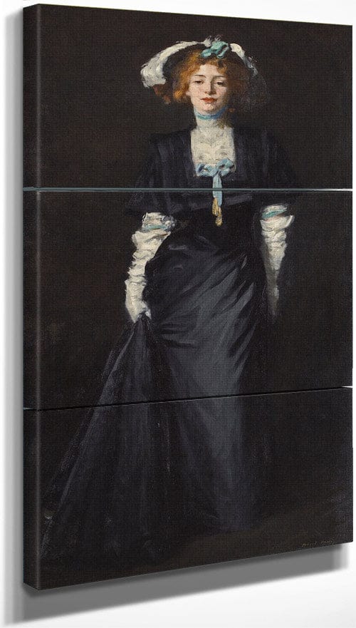 18" x 36" / Split Canvas Jessica Penn In Black With White Plumes By Robert Henri Fine Art Print