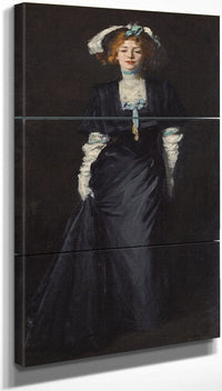 18" x 36" / Split Canvas Jessica Penn In Black With White Plumes By Robert Henri Fine Art Print