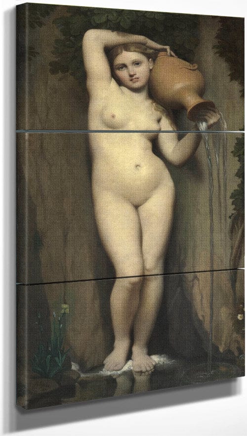 18" x 36" / Split Canvas La Source (The Spring) By Jean Auguste Dominique Ingres Fine Art Print