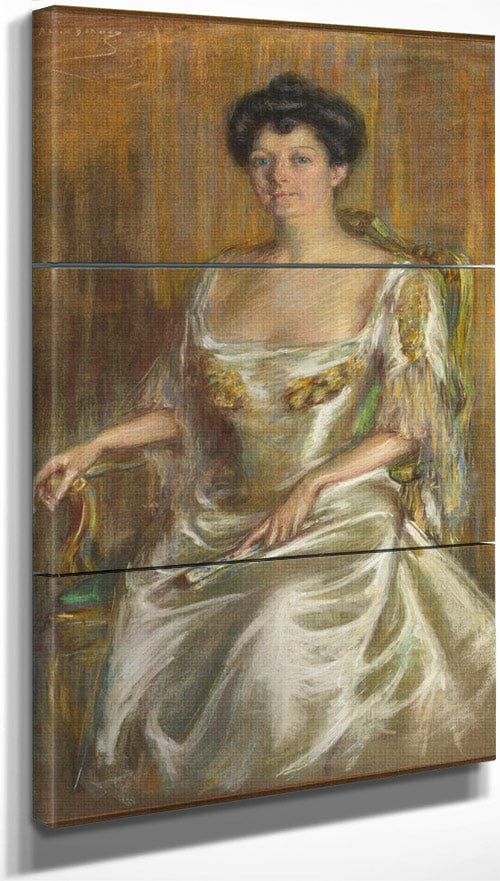 18" x 36" / Split Canvas Lady With Fan By Alice Pike Barney Fine Art Print