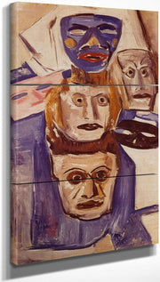 18" x 36" / Split Canvas Masks By Marsden Hartley Fine Art Print