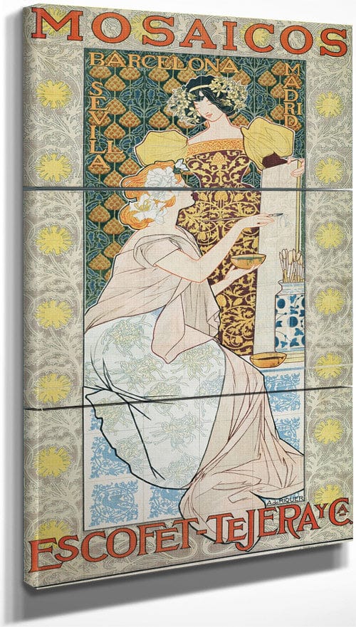 18" x 36" / Split Canvas Mosaicos Escofet Tejera Y Ca By Alejandro De Riquer Fine Art Print