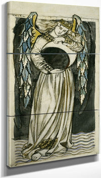 18" x 36" / Split Canvas Night  Angel Holding A Waning Moon By William Morris Fine Art Print