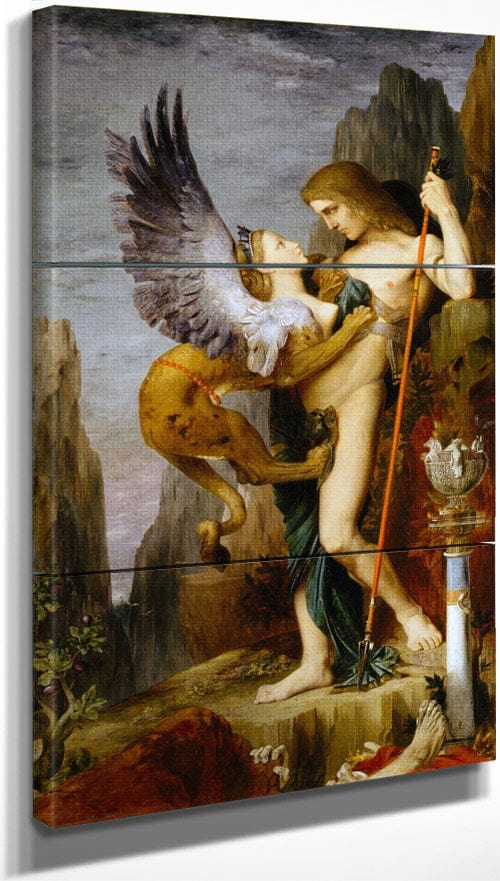 18" x 36" / Split Canvas Oedipus And The Sphinx 1864 By Gustave Moreau Fine Art Print