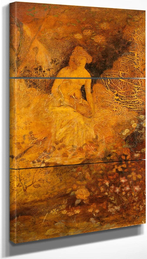 18" x 36" / Split Canvas Panel For A Screen  Woman With A Deer By Albert Pinkhamryder Fine Art Print