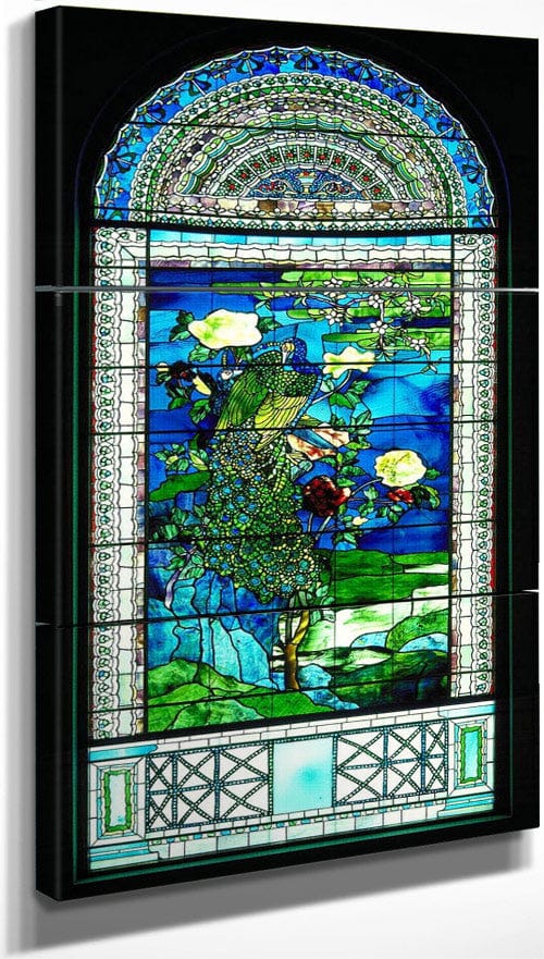 18" x 36" / Split Canvas Peacocks And Peonies Ii By John La Farge Fine Art Print