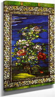 18" x 36" / Split Canvas Peonies In The Wind With Kakemono Borders By John La Farge Fine Art Print
