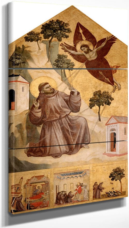18" x 36" / Split Canvas Saint Francis Receiving The Stigmata 1300 By Giotto Di Bondone Fine Art Print