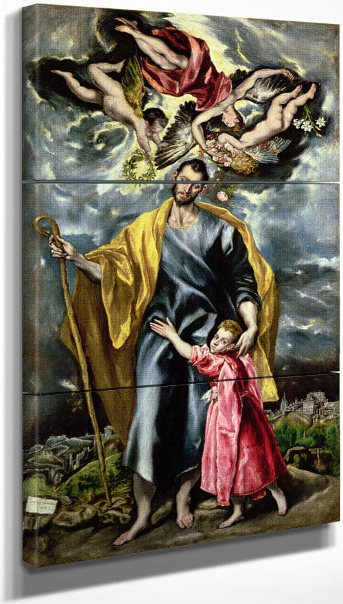 18" x 36" / Split Canvas St. Joseph And The Christ Child By El Greco Fine Art Print