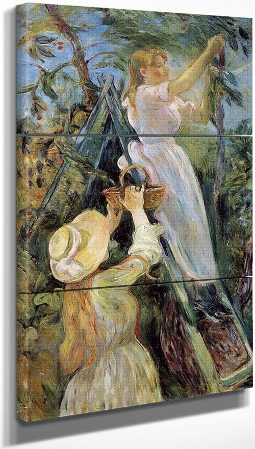 18" x 36" / Split Canvas The Cherry Picker 1891 Oil On Canvas 84X154Cm Musee Marmottan Paris By Berthe Morisot Fine Art Print