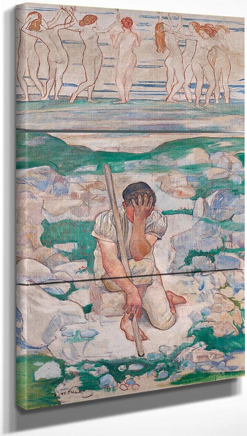 18" x 36" / Split Canvas The Dream Of The Shepherd 1896 Symbolism 250 2X130 5Cm Met By Ferdinand Hodler Fine Art Print