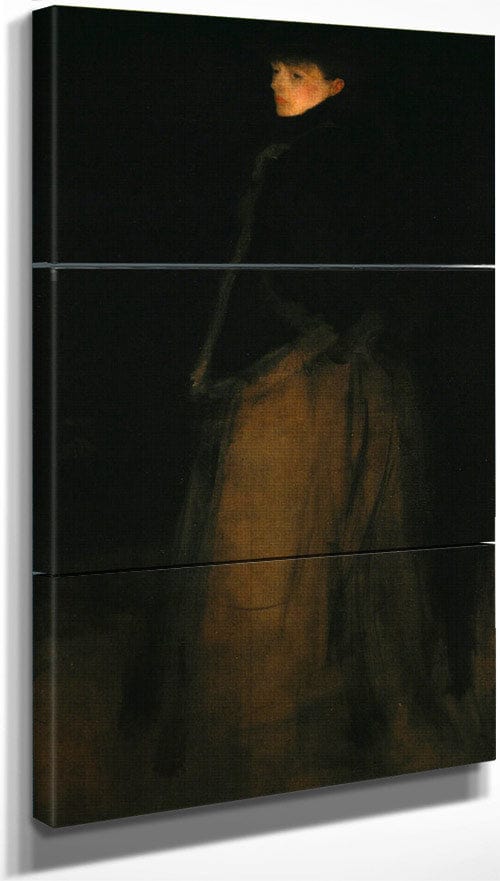 18" x 36" / Split Canvas The Fur Jacket Arrangement In Black And Brown By James McNeill Whistler Fine Art Print