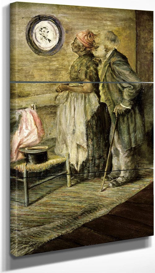 18" x 36" / Split Canvas The Old Couple Looking At A Portrait Of Lincoln By Harry Roseland Fine Art Print