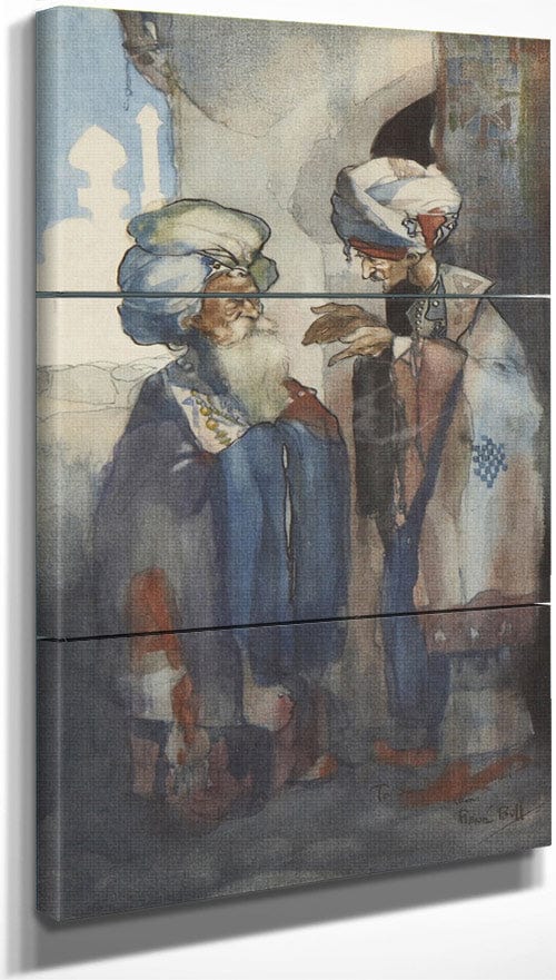 18" x 36" / Split Canvas Two Arabs In Conversation By Rene Bull Fine Art Print