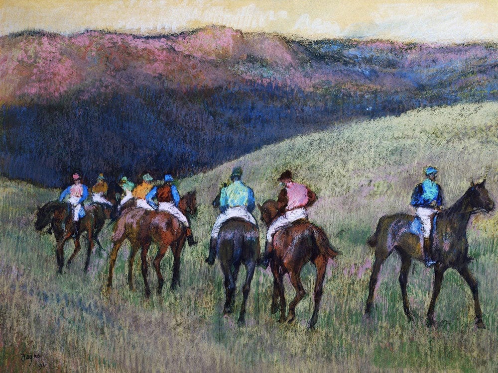 Racehorses In A Landscape By Edgar Degas Fine Art Print 2
