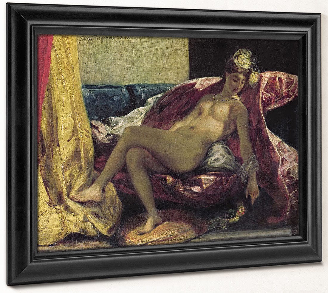 Reclining Odalisque Or, Woman With A Parakeet By Ferdinand Victor Eugene Delacroix Fine Art Print 2