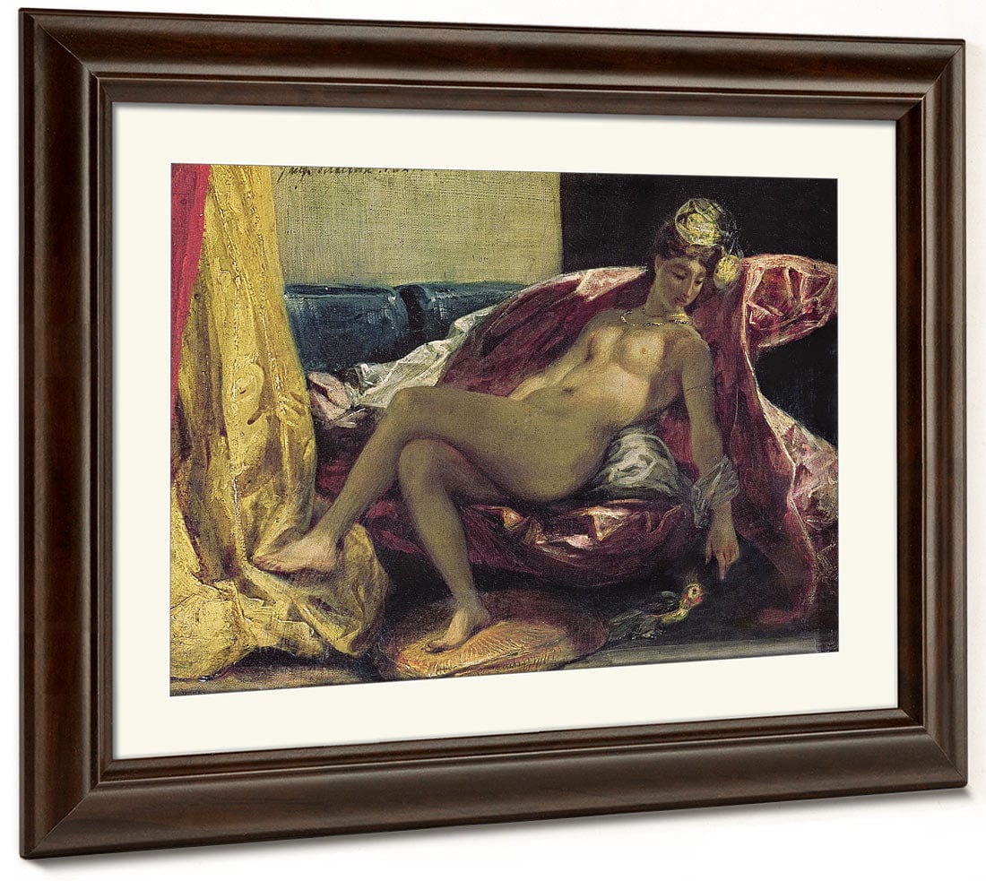 Reclining Odalisque Or, Woman With A Parakeet By Ferdinand Victor Eugene Delacroix Fine Art Print 2