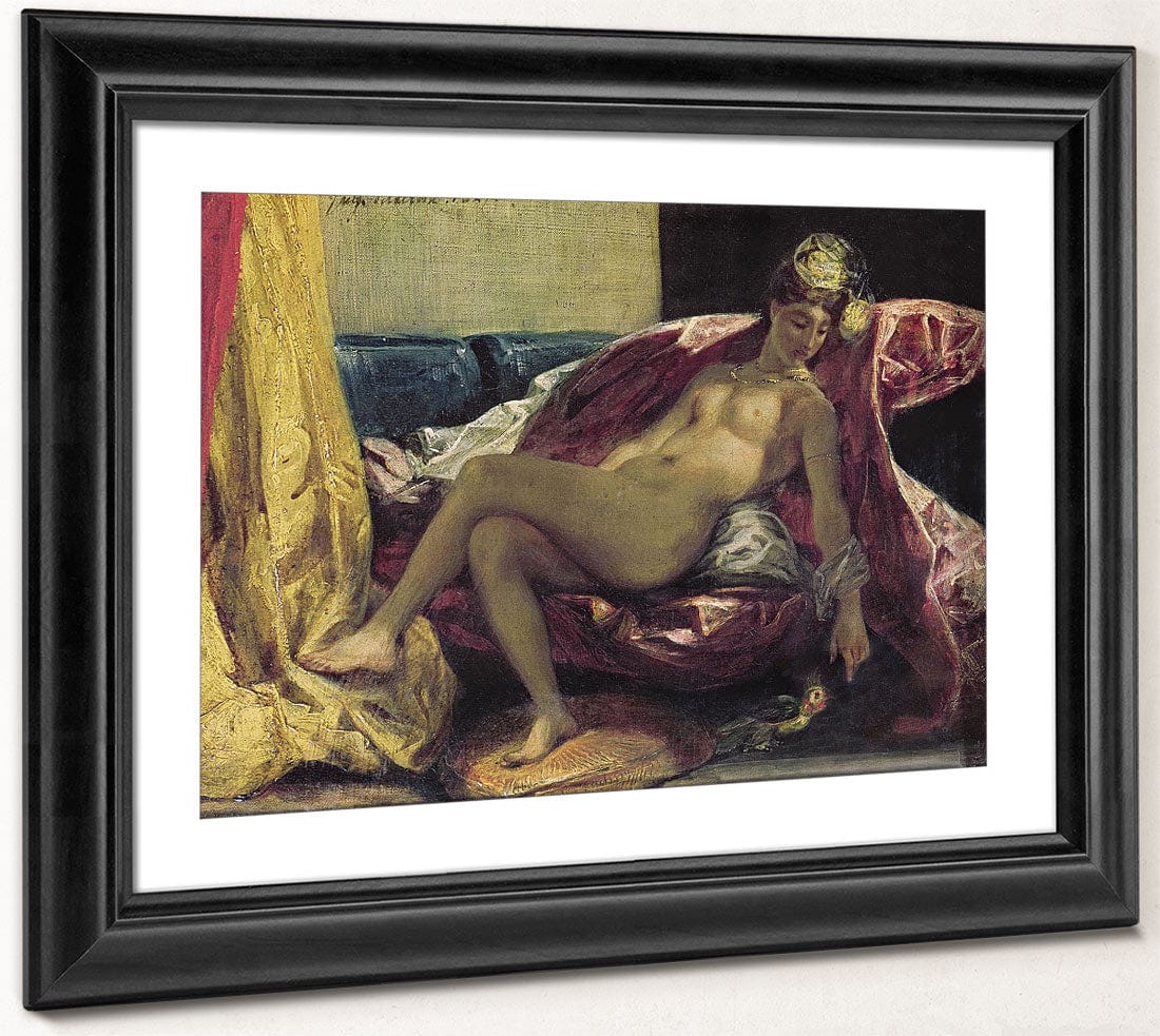 Reclining Odalisque Or, Woman With A Parakeet By Ferdinand Victor Eugene Delacroix Fine Art Print 2