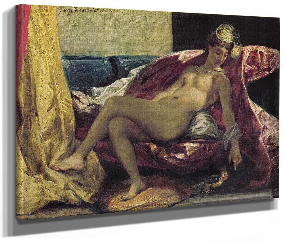 Reclining Odalisque Or, Woman With A Parakeet By Ferdinand Victor Eugene Delacroix Fine Art Print 2