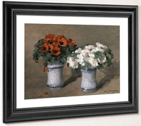 Red And White Flowers By Charles Emile Jacque Fine Art Print 2