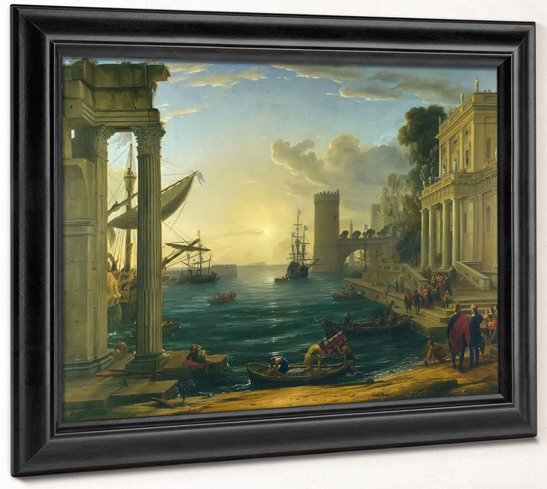 Seaport With The Embarkation Of The Queen Of Sheba By Claude Lorrain Fine Art Print 2