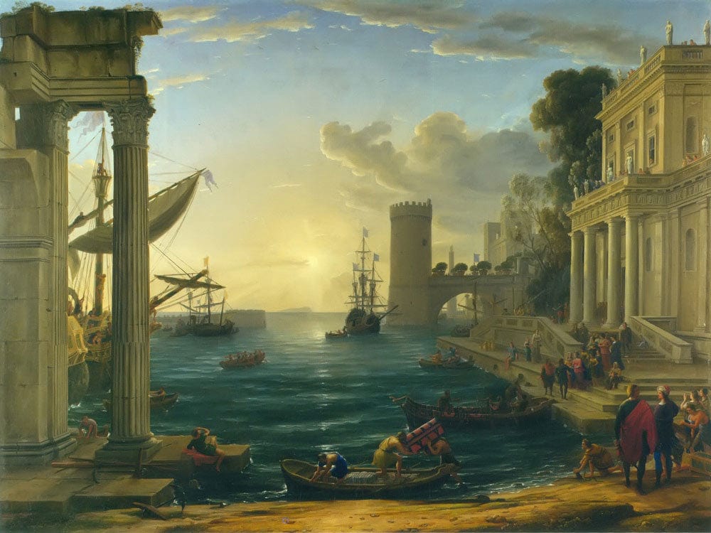 Seaport With The Embarkation Of The Queen Of Sheba By Claude Lorrain Fine Art Print 2