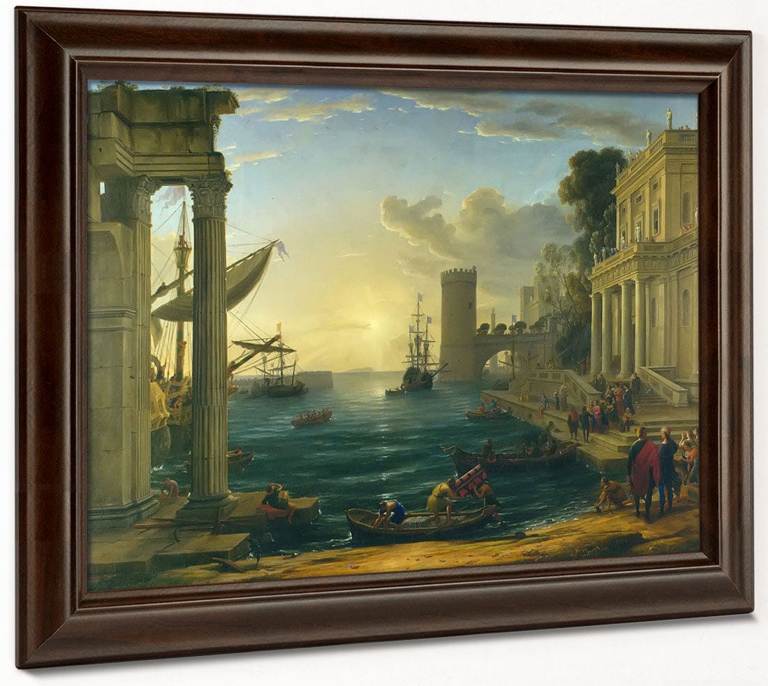Seaport With The Embarkation Of The Queen Of Sheba By Claude Lorrain Fine Art Print 2