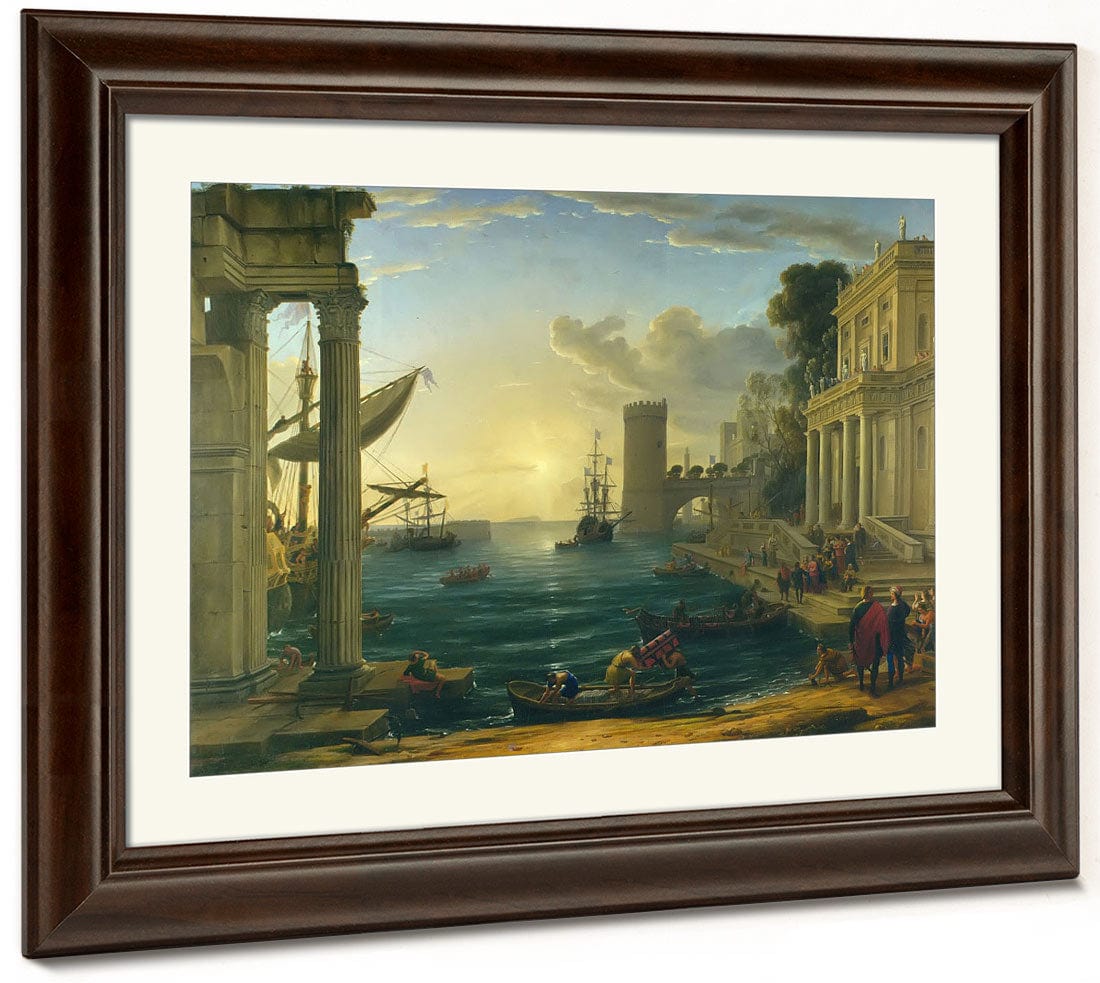 Seaport With The Embarkation Of The Queen Of Sheba By Claude Lorrain Fine Art Print 2