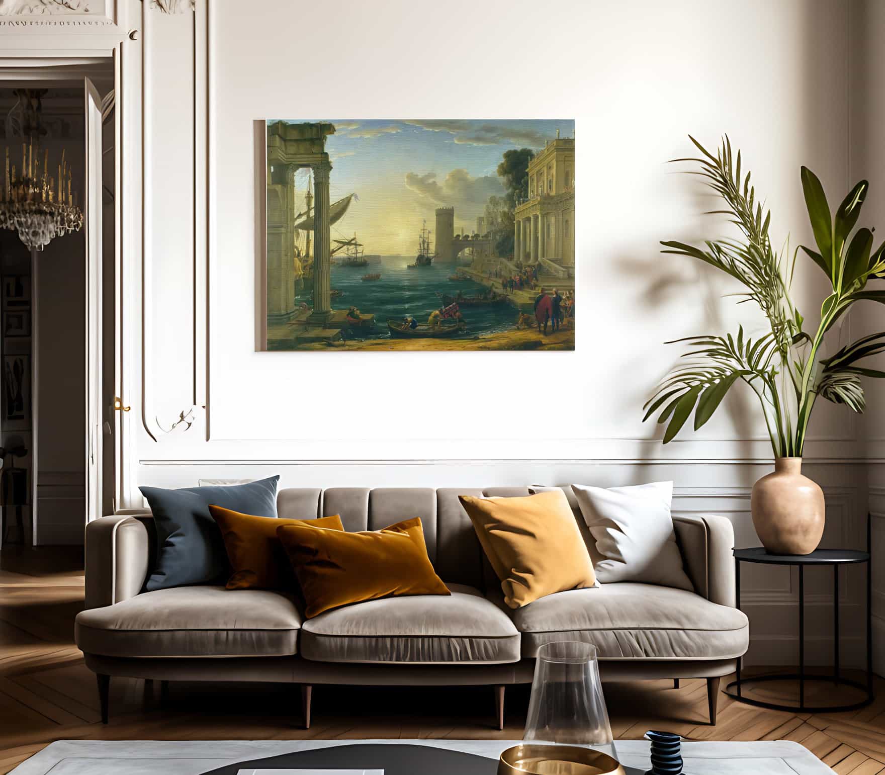 Seaport With The Embarkation Of The Queen Of Sheba By Claude Lorrain Fine Art Print 2