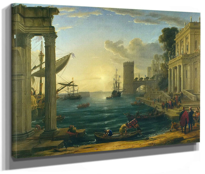 Seaport With The Embarkation Of The Queen Of Sheba By Claude Lorrain Fine Art Print 2