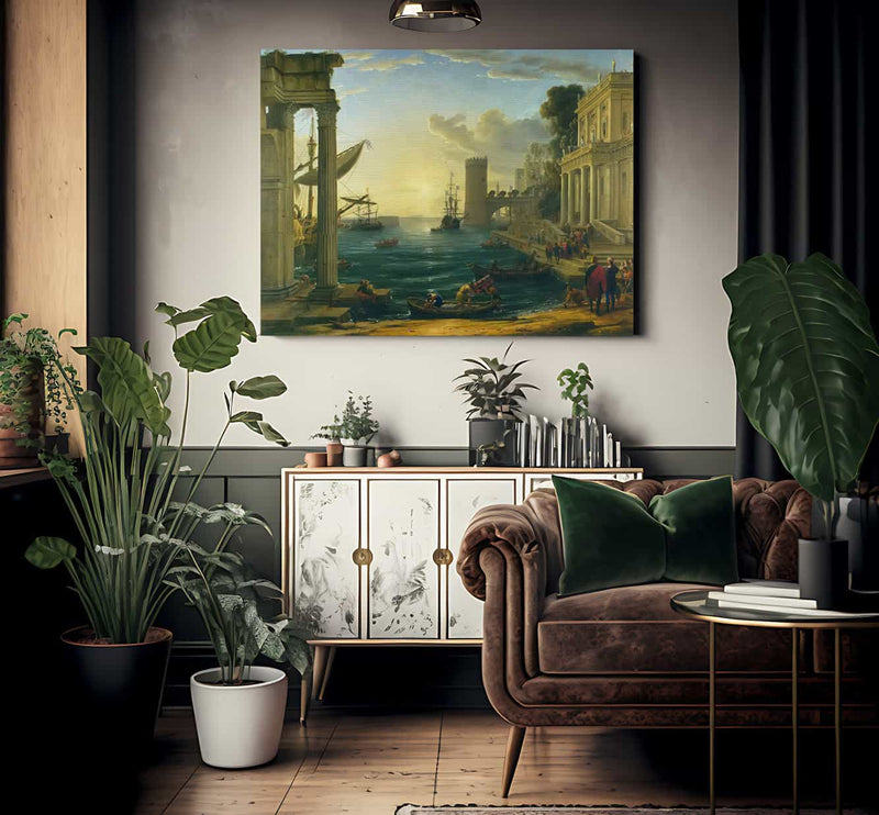 Seaport With The Embarkation Of The Queen Of Sheba By Claude Lorrain Fine Art Print 2