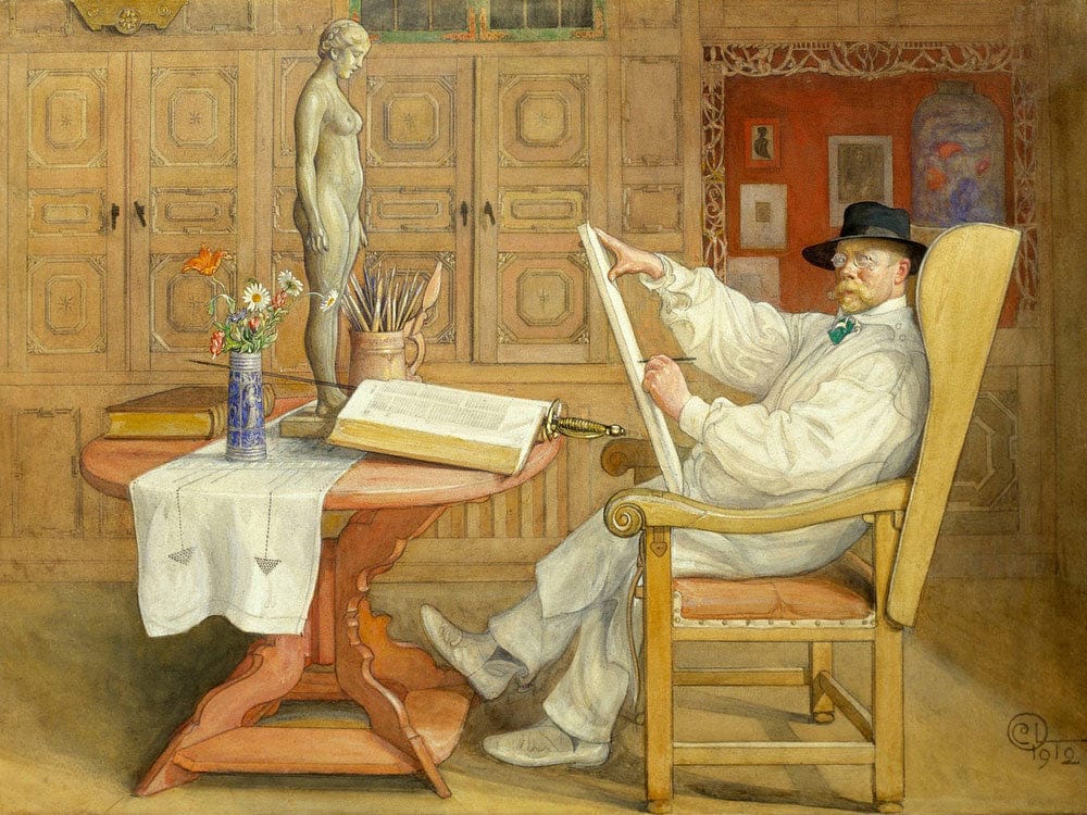 Self Portrait In The New Studio By Carl Larsson Fine Art Print 2