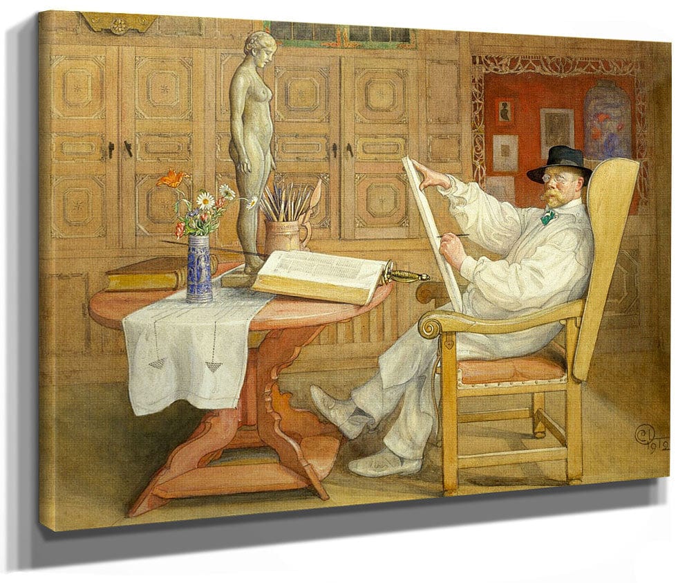 Self Portrait In The New Studio By Carl Larsson Fine Art Print 2