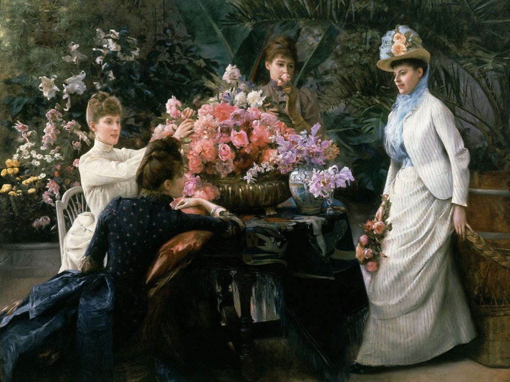 Spring Flowers (In The Conservatory) By Julius Leblanc Stewart Fine Art Print 2