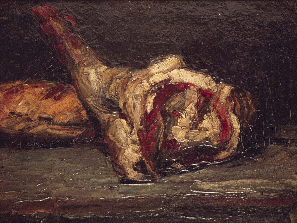 Still Life Of A Leg Of Mutton And Bread By Paul Cezanne Fine Art Print 2