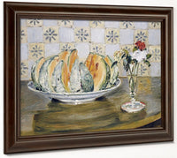 Still Life Of A Melon And A Vase Of Flowers By Pierre Auguste Renoir Fine Art Print 2