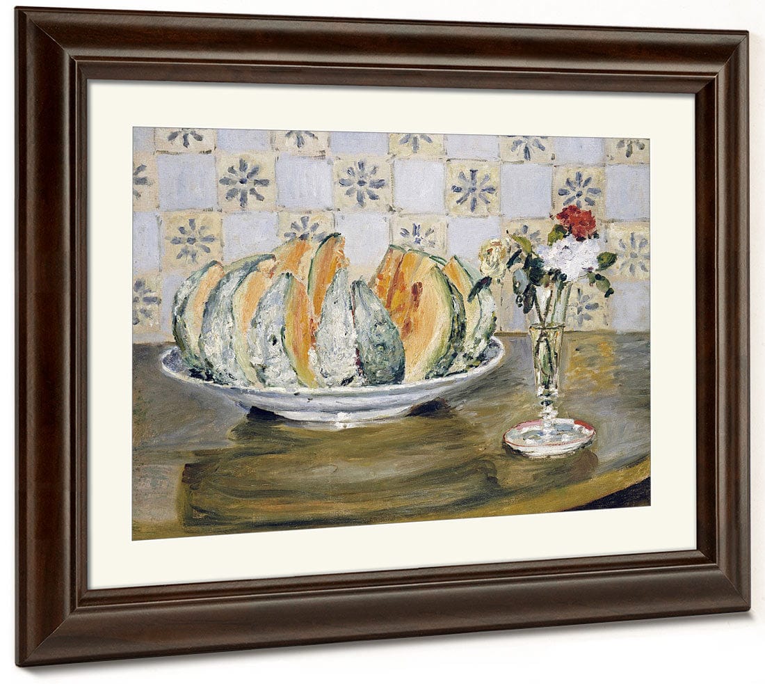 Still Life Of A Melon And A Vase Of Flowers By Pierre Auguste Renoir Fine Art Print 2