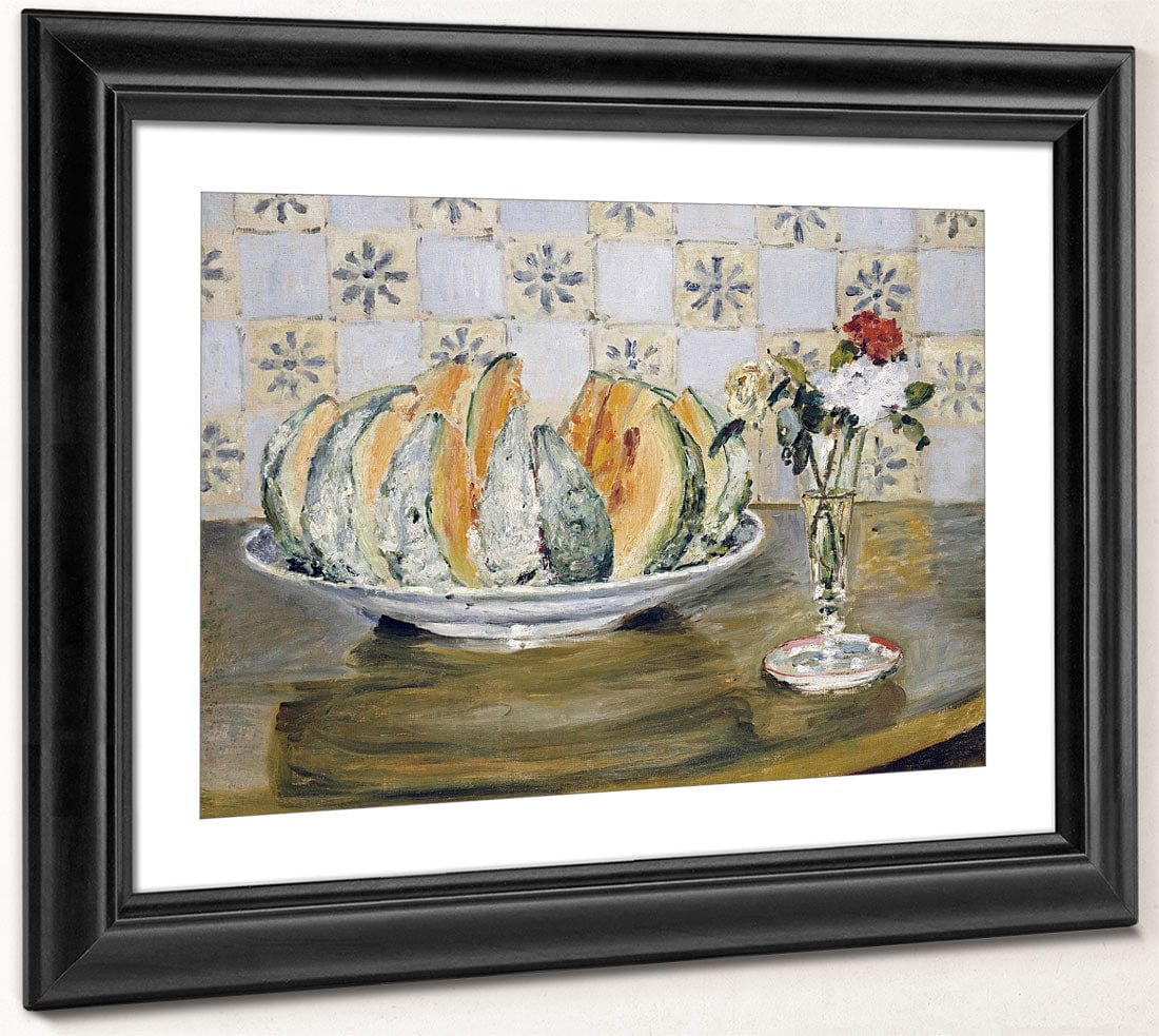 Still Life Of A Melon And A Vase Of Flowers By Pierre Auguste Renoir Fine Art Print 2