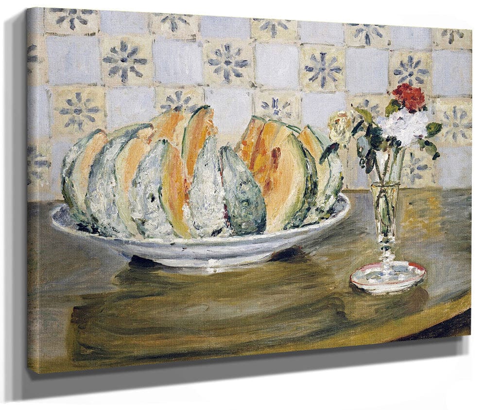 Still Life Of A Melon And A Vase Of Flowers By Pierre Auguste Renoir Fine Art Print 2