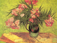 Still Life Vase With Oleanders And Books By Vincent Van Gogh Fine Art Print 2