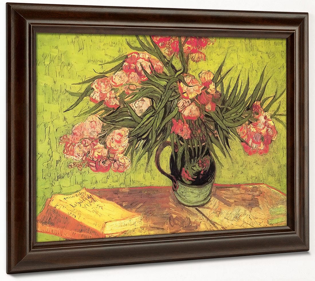 Still Life Vase With Oleanders And Books By Vincent Van Gogh Fine Art Print 2