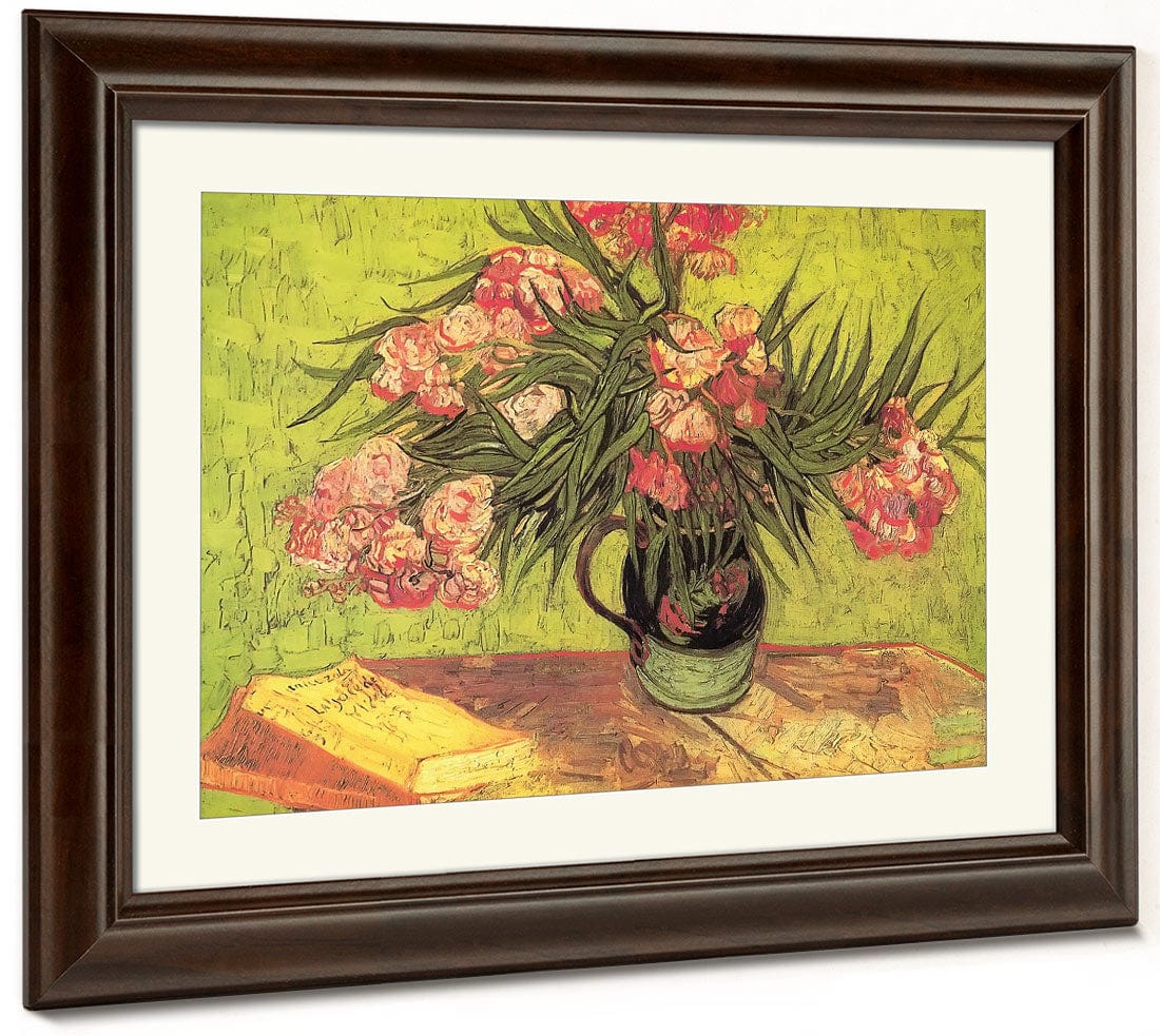 Still Life Vase With Oleanders And Books By Vincent Van Gogh Fine Art Print 2