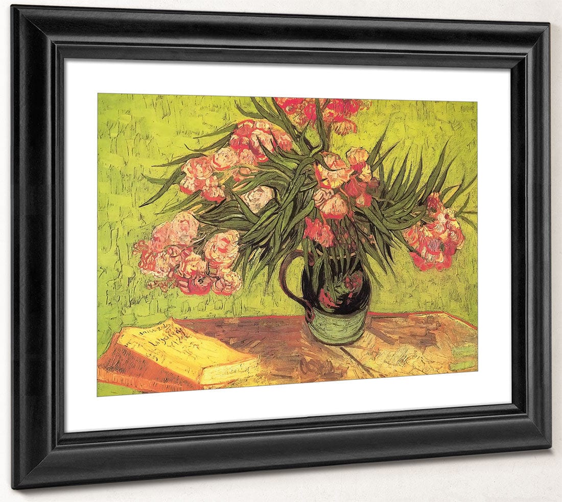 Still Life Vase With Oleanders And Books By Vincent Van Gogh Fine Art Print 2