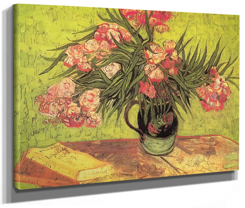 Still Life Vase With Oleanders And Books By Vincent Van Gogh Fine Art Print 2
