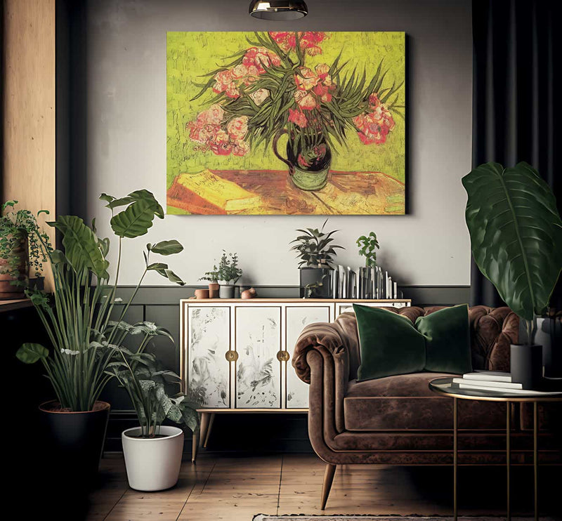 Still Life Vase With Oleanders And Books By Vincent Van Gogh Fine Art Print 2