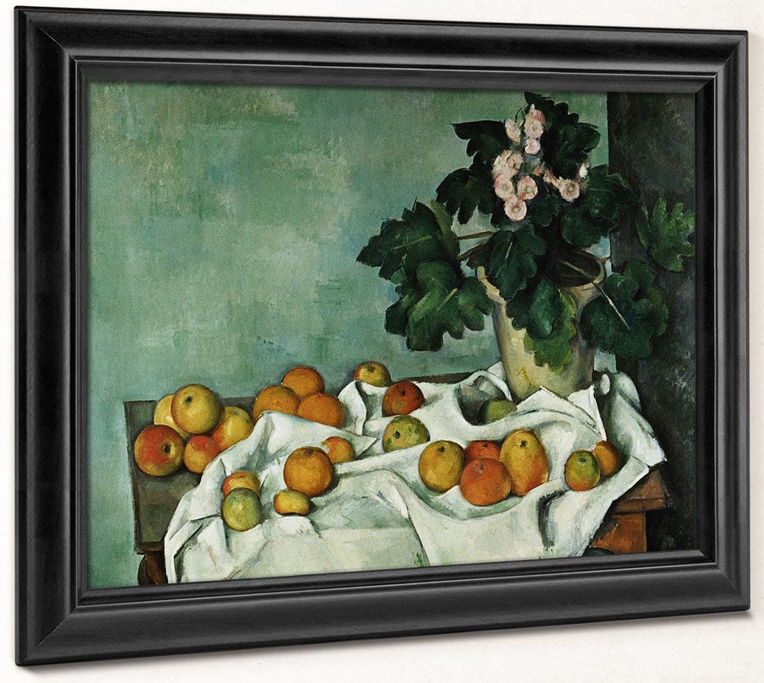 Still Life With Apples And A Pot Of Primroses By Paul Cezanne Fine Art Print 2