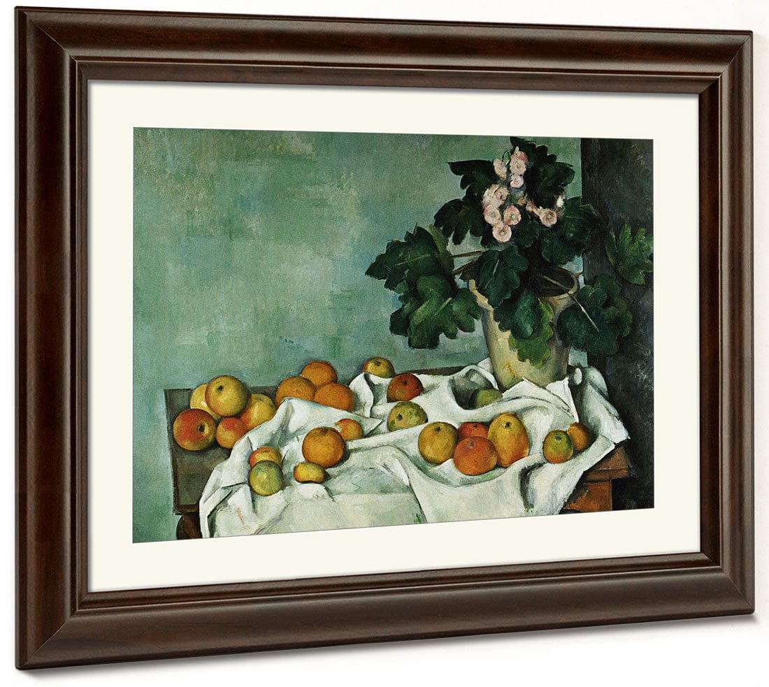 Still Life With Apples And A Pot Of Primroses By Paul Cezanne Fine Art Print 2