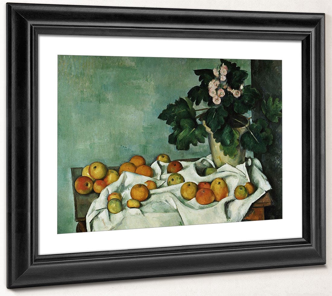 Still Life With Apples And A Pot Of Primroses By Paul Cezanne Fine Art Print 2