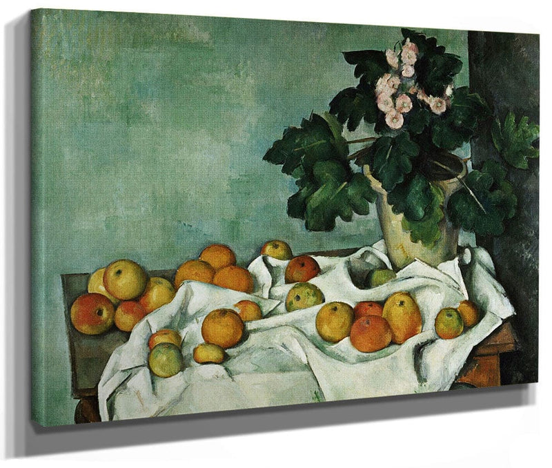 Still Life With Apples And A Pot Of Primroses By Paul Cezanne Fine Art Print 2